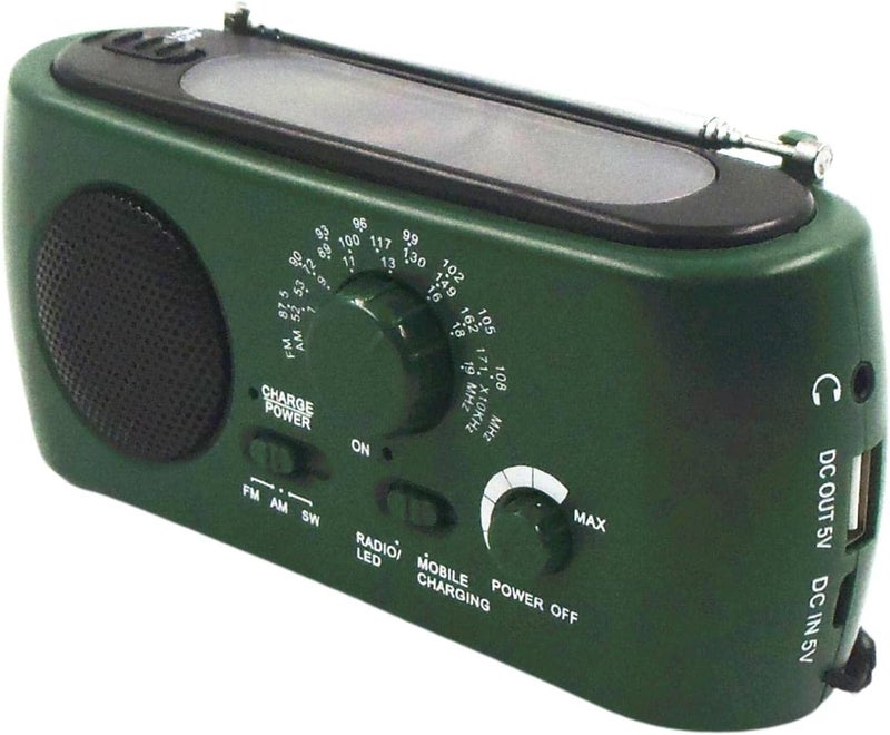 ويوبلز راديو يعمل بالطاقة الشمسية، بطارية 800 مللي أمبير، راديو طوارئ NOAA للأحوال الجوية، مصباح دينامو يدوي، بنك طاقة محمول، منبه SOS، موجات AM/FM/SW، ومصباح LED للطوارئ الخارجية - Image 1